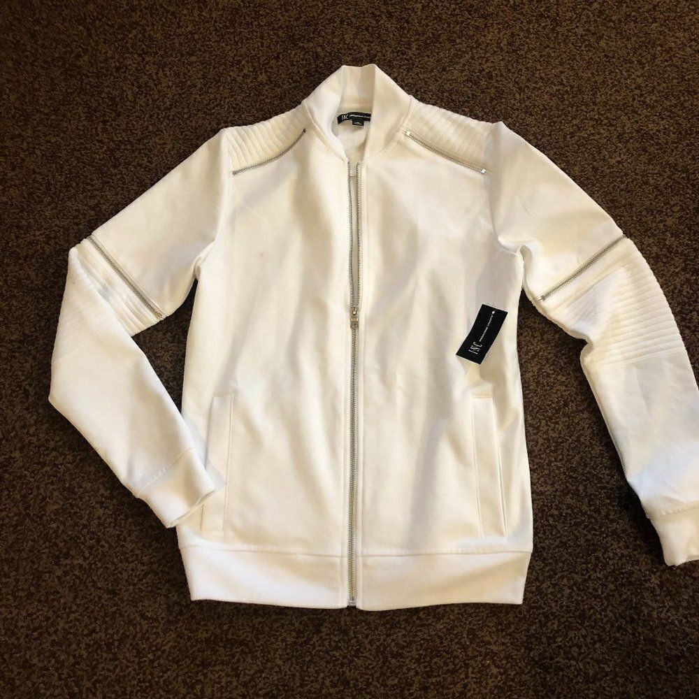 INC international concepts zip up white sweatshirt womens size XS.            CJ